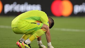 EAST RUTHERFORD, NEW JERSEY - JUNE 25: Claudio Bravo of Chile reacts after losing the CONMEBOL Copa America 2024 match between Chile and Argentina
