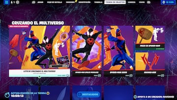 fortnite skins spiderman across the spiderverse miles morales spiderman 2099