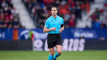 PAMPLONA, SPAIN - JANUARY 29: Referee Alberola Rojas looks on during the LaLiga Santander match between CA Osasuna and Atletico de Madrid at El Sadar Stadium on January 29, 2023 in Pamplona, Spain. (Photo by Ion Alcoba/Quality Sport Images/Getty Images)