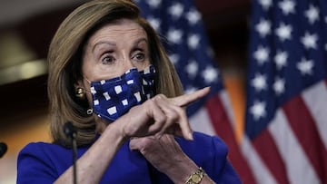 La presidenta de la C&aacute;mara de Representantes, Nancy Pelosi (D-CA), habla durante una conferencia de prensa en el Capitolio de los Estados Unidos el 9 de octubre de 2020 en Washington, DC.