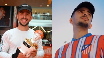 Varo Hernández con el trofeo del Best Combo de Jeux Urbanes y con la camiseta del Atlético de Madrid