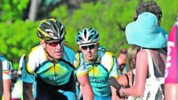 <b>CAUTO. </b>Lance Armstrong no tomó riesgos ayer en el critérium de Adelaida.