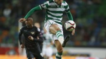 Slimani. El jugador del Sporting, en un partido con su equipo.