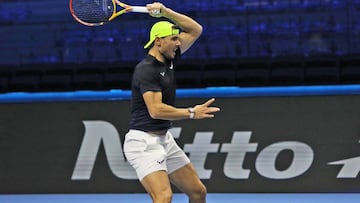 El tenista español Rafa Nadal, durante un entrenamiento previo a las Nitto ATP Finals en Turín.