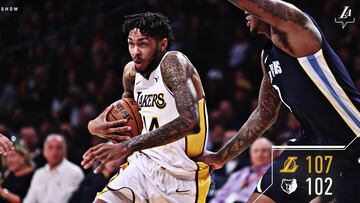 Bradon Ingram durante el partido entre Los Angeles Lakers y los Memphis Grizzlies.