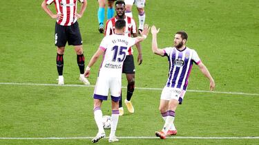 Shon Weissman of Real Valladolid celebrating a goal during the spanish league, LaLiga, football match played between Athletic Club v Real Valladolid at San Mames Stadium on April 28, 2021 in Bilbao, Spain. AFP7 28/04/2021 ONLY FOR USE IN SPAIN