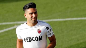 Falcao Garc&iacute;a durante un entrenamiento con el M&oacute;naco antes de visitar al Reims por Ligue 1