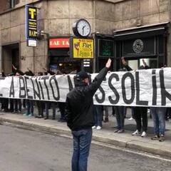 Exhibición fascista de los ultras del Lazio en las calles de Milán