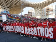 Una manifestación de aficionados del Sevilla.