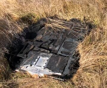 Debris from SpaceX Crew-1 seen in a field in Dalgety, Australia, July 29, 2022.