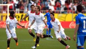 Rakitic celebra el 1-0.