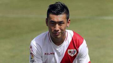 Zhang Chengdong, durante su presentación oficial como jugador del Rayo Vallecano.