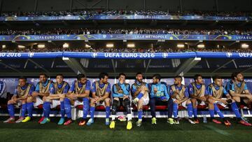 El banquillo de Italia en el partido de la Eurocopa contra Irlanda.