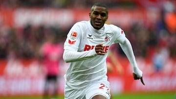 Anthony Modeste reacts during the German first division Bundesliga football match of 1.FC Cologne vs Hertha BSC Berlin in Cologne