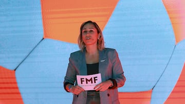 Ciudad de México, 10 de marzo de 2025. Mariana Gutiérrez, directora de la Liga BBVA Mx Femenil, durante la presentación de Amazon como patrocinador de Selecciones Nacionales, Liga Mx y Liga Mx Femenil, celebrada en el Frontón Bucareli. Foto: Imago7/ Eloisa Sánchez