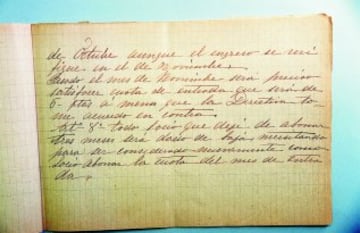 (viene del anterior)
de octubre, aunque el ingreso se verifique en el de noviembre. Pasado el mes de noviembre será preciso satisfacer cuota de entrada, que será de 5 pesetas, a menos que la Directiva tome acuerdo en contra.

Artículo 8º. Todo socio que deje de abonar tres meses será dado de baja, necesitando para ser considerado nuevamente como socio abonar la cuota del mes de entrada.
