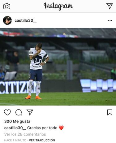 Nicolás Castillo se despidió de la afición de Pumas