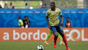 Jhon Lucum&iacute; en un partido con la Selecci&oacute;n Colombia