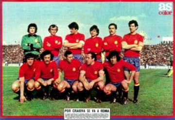 Spain v Romania. The team in the 1979-1981 shirt.