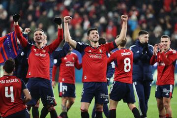 La fiesta del conjunto rojillo tras terminar el partido.