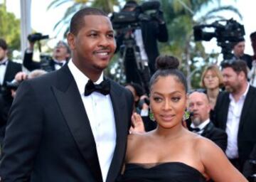 Carmelo Anthony y La La Anthony en la premier de "Loving".