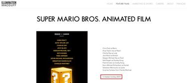 La película de Super Mario se retrasa de nuevo, según la web de Illumination