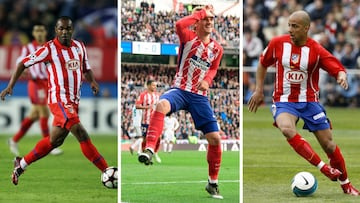 Sinama Pongolle, Antoine Griezmann y Peter Luccin, con el Atlético de Madrid.