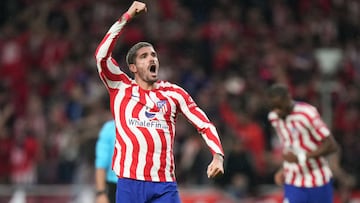 Rodrigo de Paul celebra un gol con el Atlético en Champions.