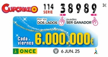 Cuponazo de la ONCE: comprobar los resultados del sorteo hoy, viernes 6 de junio