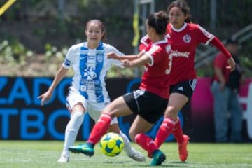 Action photo during the match Pachuca vs Tijuana Womens, Corresponding Final of Tournament 2016-2017 of the League BBVA Bancomer MX. 

Foto de accion durante el partido Pachuca vs Tijuana Femenil, Correspondiente a la Final  del Torneo 2016-2017 de la Liga BBVA Bancomer MX, en la foto:   Gol Yamile Franco Pachuca Femenil

22/04/2017/MEXSPORT/Javier Ramirez