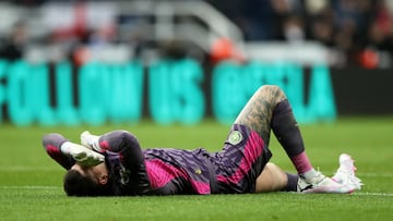 The Manchester City goalkeeper was forced off in he early stages of the Premier League game at St James’ Park.