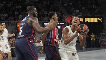 Theo Maledon, en Vitoria durante el partido de Euroliga contra el Baskonia