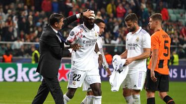 Antonio Rüdiger recibió un fuerte golpe tras marcar el empate del Madrid que le hizo sangrar.