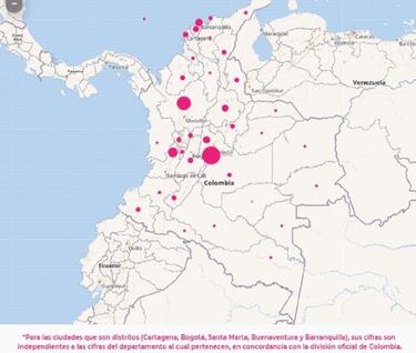 Mapa de casos y muertes por coronavirus por departamentos en Colombia: hoy, 3 de mayo