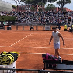 Nadal entrena en Roma y Alcaraz se baja para descansar