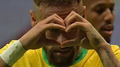 Neymar celebra la victoria de Brasil.