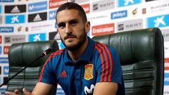 MUN20. KRASNODAR (RUSIA), 12/06/2018.- El jugador de la selecci&oacute;n espa&ntilde;ola de f&uacute;tbol Koke asiste a la rueda de prensa posterior al entrenamiento matinal del sexto d&iacute;a de concentraci&oacute;n en Krasnodar, ciudad rusa en la que 