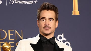 Colin Farrell poses with the award for Best Performance by an Actor in a Limited Series, Anthology Series or Motion Picture Made for Television for "The Penguin" during the 82nd Golden Globe Awards in Beverly Hills, California, U.S., January 5, 2025. REUTERS/Mario Anzuoni