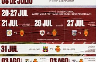 Calendario de partidos amistosos del Real Mallorca en pretemporada 2024.