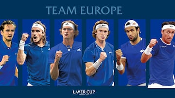 Los tenistas europeos seleccionados para la disputa de la Laver Cup 2021.