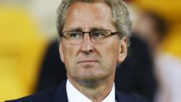 El entrenador de la selección sueca, Erik Hamren, durante el partido de la ronda preliminar del Grupo D de la Eurocopa entre Suecia e Inglaterra en Kiev, Ucrania.