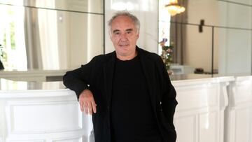SAN SEBASTIAN BASQUE COUNTRY, SPAIN - SEPTEMBER 20: The chef Ferran Adria, poses for the presentation of the documentary about his restaurant 'El Bulli', at the 69th edition of the San Sebastian Film Festival, on 20 September, 2021 in San Sebastian, Euskadi, Spain. El Bulli' is a very personal documentary that captures the legacy of Ferran Adria's restaurant through his day-to-day life, including intimate and everyday moments with his wife Isabel. (Photo By Alberto Ortega/Europa Press via Getty Images)