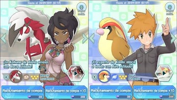 Estos son los dos banners actuales en Pokémon Masters. Terminan el 24 de septiembre (Mayla) y el 30 de septiembre (Azul).