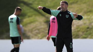 Carrión, durante un entrenamiento del Numancia.