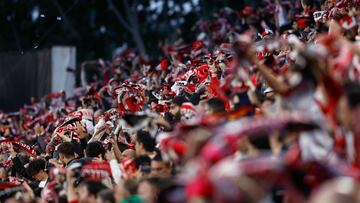 Los aficionados del Rayo, en Vallecas.
