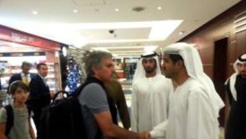 Mou, a su llegada a Dubai.