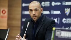 Manolo Gaspar, en la sala de prensa de La Rosaleda.