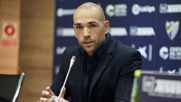 Manolo Gaspar, en la sala de prensa de La Rosaleda.