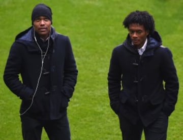 Juan Guillermo Cuadrado y sus compañeros en el Bayern Arena.
