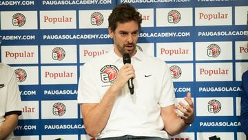 Pau Gasol durante la presentaci&oacute;n su Campus de verano en Barcelona.